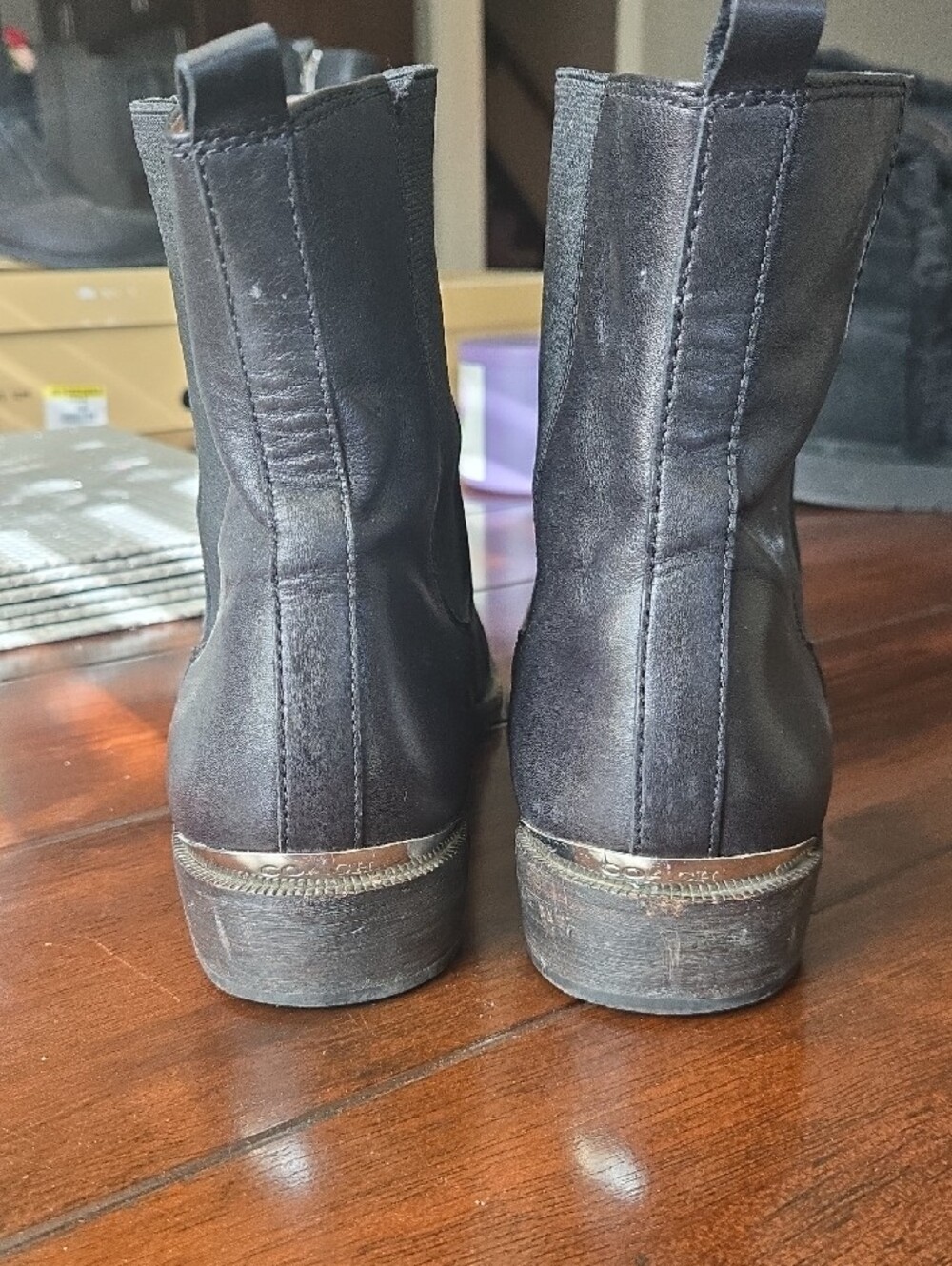 COACH womans Black Leather Chelsea Boots. Sz 10M. - Picture 2 of 11